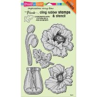 Stampendous - Pretty Poppies Stamp Set with FREE Stencil