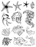 Designs by Ryn - Sea Creatures 2 Unmounted Stamp Sheet  ^
