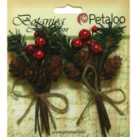 Petaloo Botanica Collection - Pine Pick With Pinecones & Berries