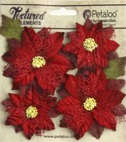 Petaloo - Textured Red Poinsettias X 4 Red