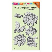 Stampendous - Cling Coneflower Stamps AND Stencils Set  -