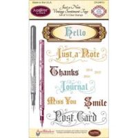 JustRite - Just a Note Vintage Sentiment Tags Stamp Set  ^