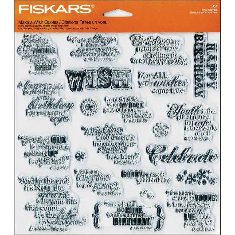 FISKARS Clear Stamps ALL YEAR GREETINGS Birthday Hello 