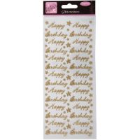 Docrafts - Glitterations Gold Happy Birthday Stickers  -