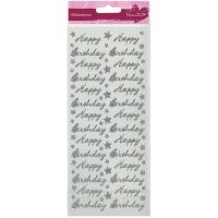 Docrafts - Glitterations Silver Happy Birthday Stickers  -