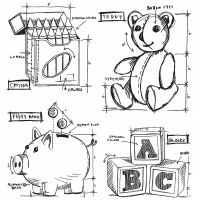 Tim Holtz Stampers Anonymous - Childhood Blueprint Stamp Set  +