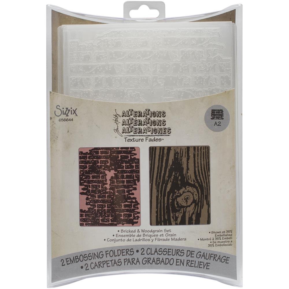 Tim Holtz Alterations Bricked and Woodgrain Embossing Folders