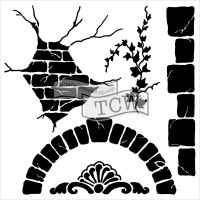 The Crafters Workshop - Mini Tuscan Wall Stencil by Gabrielle Pollacco  ^