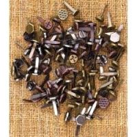 Finnabair Vintage Mechanicals Metal Trinkets Mini Brads Assorted Screws, etc. 100/Pkg