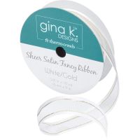 Gina K Designs - Sheer Satin Fancy Ribbon - White & Gold