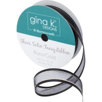 Gina K Designs - Sheer Satin Fancy Ribbon - Black & Gold