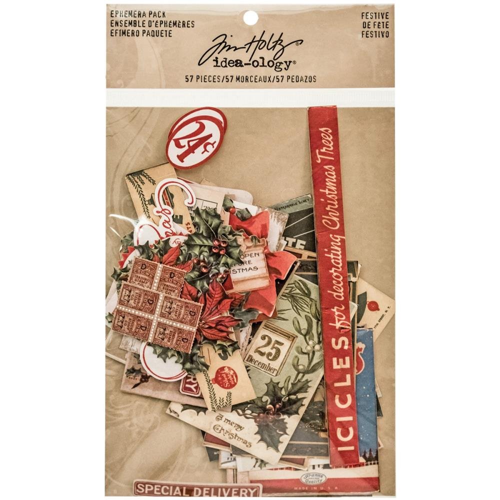 Tim Holtz Ideaology Festive Ephemera Pack