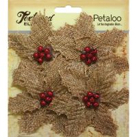 Petaloo -  Natural Burlap Poinsettia X 4