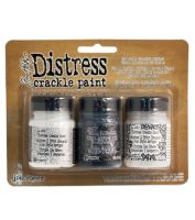 Tim Holtz Ranger - Distress Crackle Paint 3 pack Rock Candy, Picket Fence & Black Soot  ~
