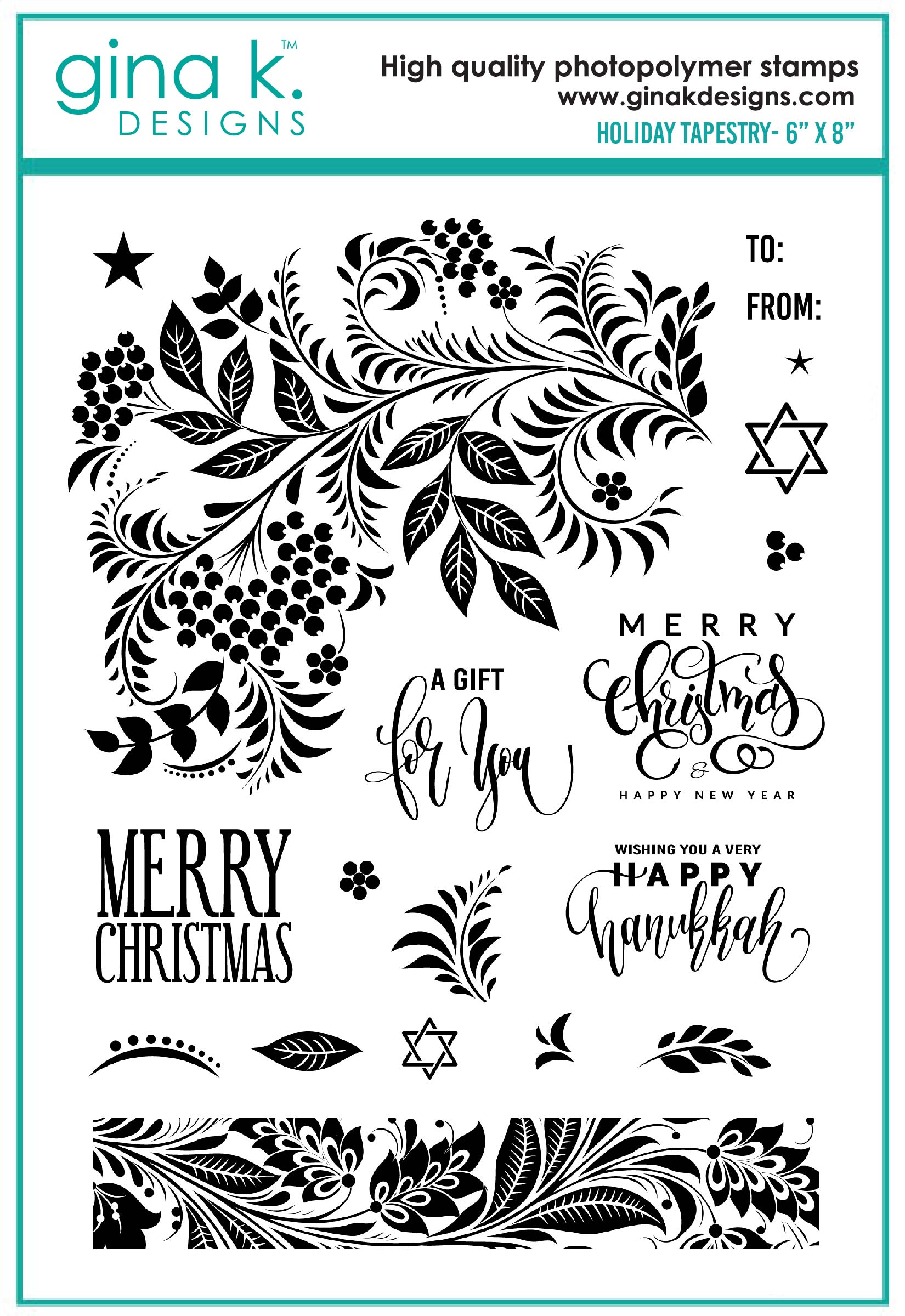Gina K Designs - Holiday Tapestry Stamp Set