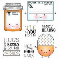 Darice Heart & Home - Get Well Wishes Stamp Set with Tin Pins  -