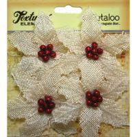 Petaloo Textured Elements - Burlap Poinsettia X 4